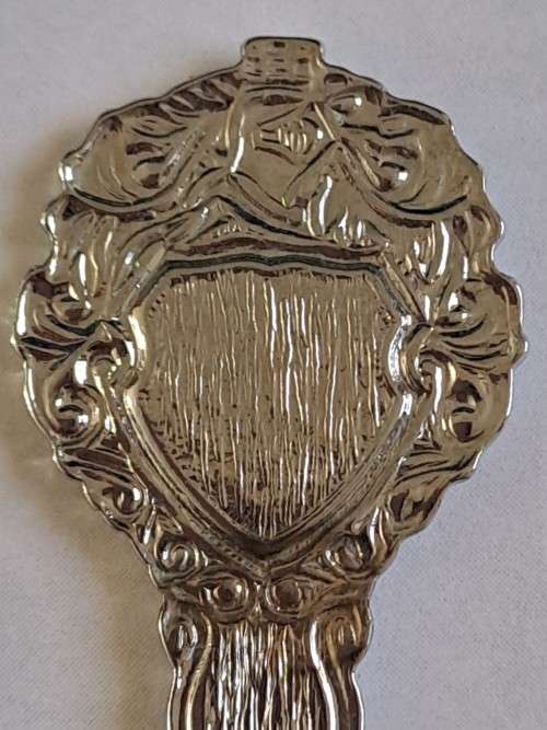 Vintage souvenir spoon -Blank plaque -  helm B