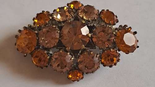 Vintage 15 duo yellow crystal brooch