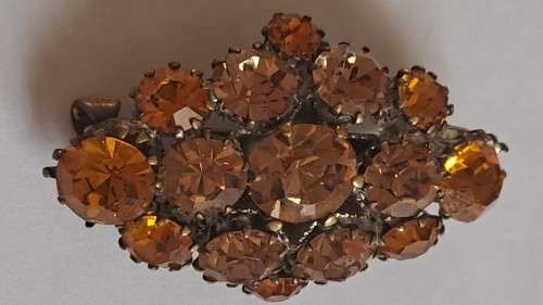 Vintage 15 duo yellow crystal brooch