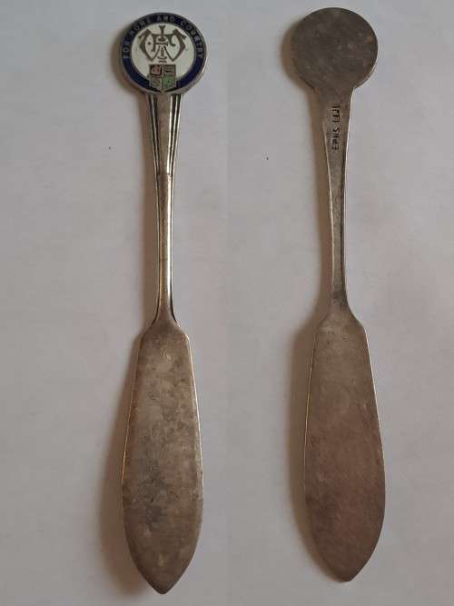 WW1 Propaganda effort vintage souvenir - EPNS butter knife  - ` For home and country