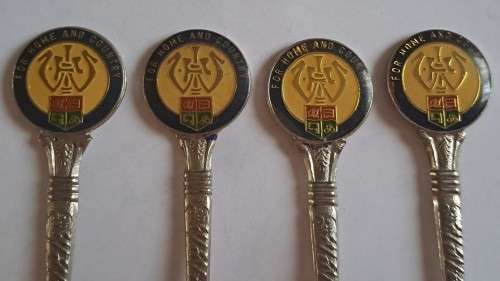 WW1 propaganda effort vintage souvenir spoon - Set of 4 spoons