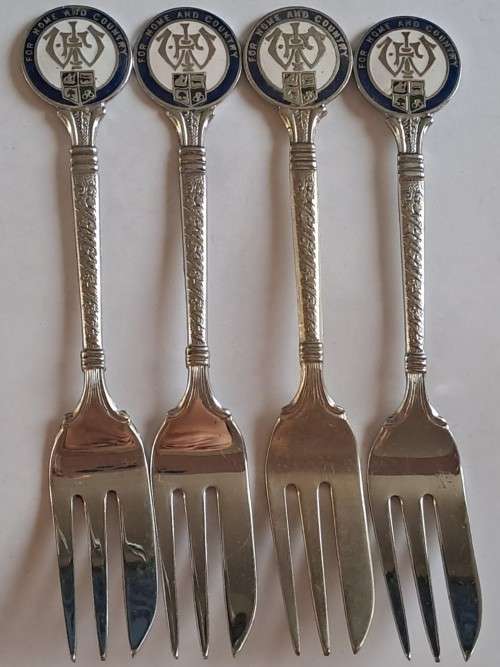 WW1 propaganda effort vintage souvenir forks - set off 4 dessert forks