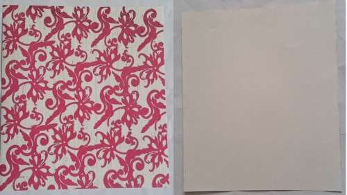 1 Piece unused - Paper  30cm x 30cm - pink paisley /plain
