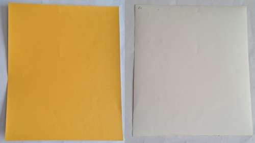 1 Piece unused - paper  30cm x 30cm - yellow rough texture/white embossed