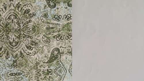 1 Piece unused -  Paper  30cm x 30cm -  green paisley/plain