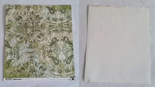 1 Piece unused -  Paper  30cm x 30cm -  green paisley/plain
