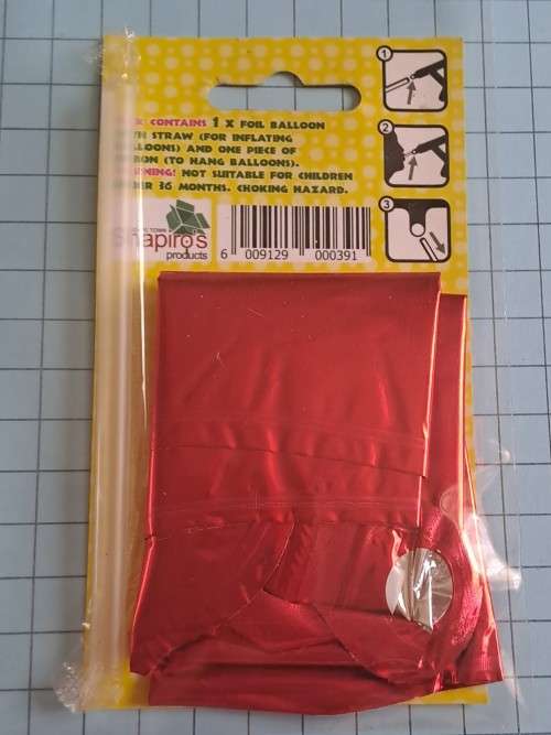 Red foil balloon -  16`/41cm - `O`