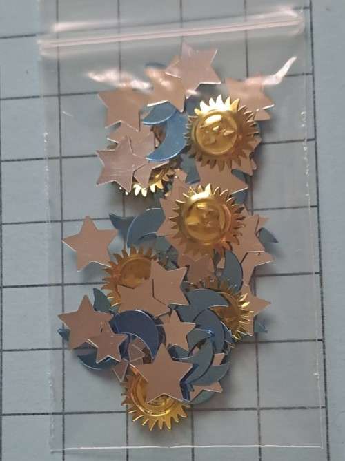 Art + craft embellishments - `Sun, moon,  stars`