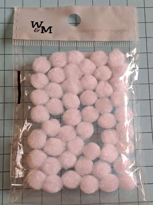 Art +  craft embellishments - pom poms white  10mm x 50