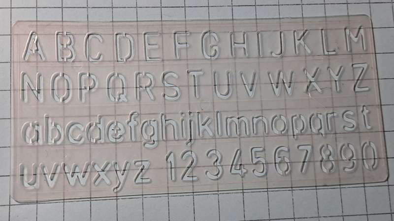 Alpha-numerical stencil - +/- 15cm x 6.5cm