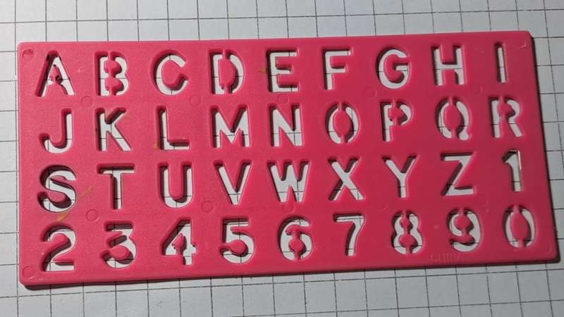 Alpha-numerical stencil - +/- 17.25cm x 8cm