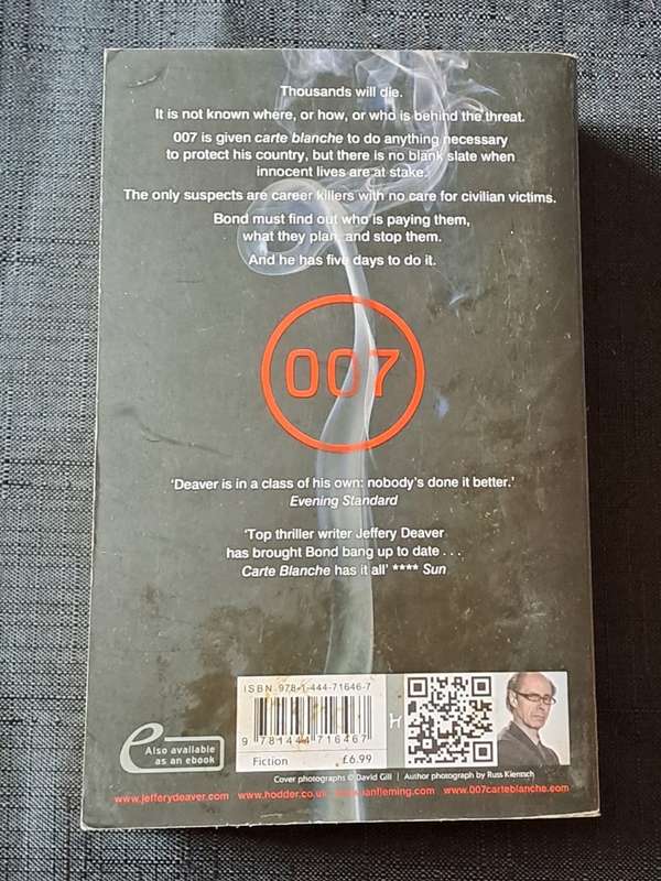 Jeffery Deaver  - James Bond 007 in carte blanche - paperback/softcover - pages 470