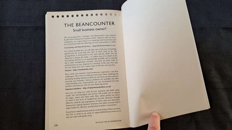 Marnus Broodyk  - 90 rules for entrepeneurs: The Codex of hustle - paperback/softcover - pages 226 -