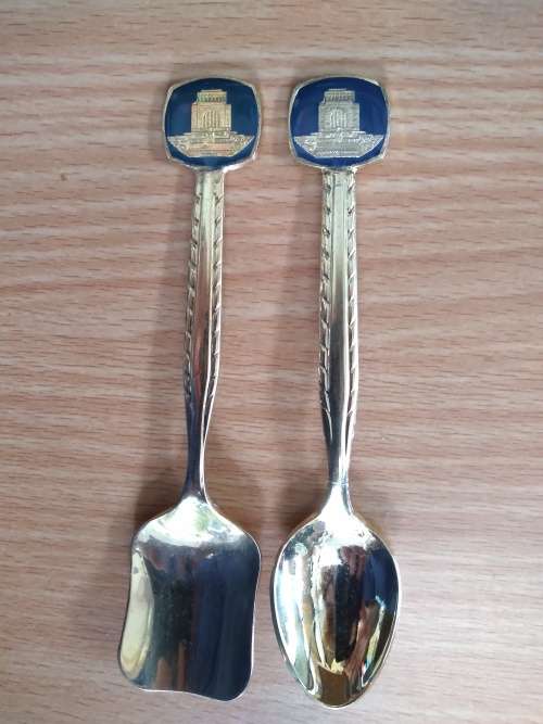 2 x Voortrekker Monument Gold Plated Spoons (1 x teaspoon / 1 x sugarspoon)