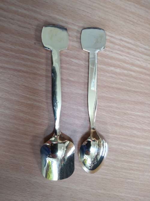 2 x Voortrekker Monument Gold Plated Spoons (1 x teaspoon / 1 x sugarspoon)