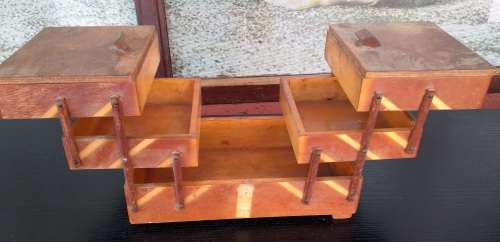 Vintage Wooden Accordion Sewing Box