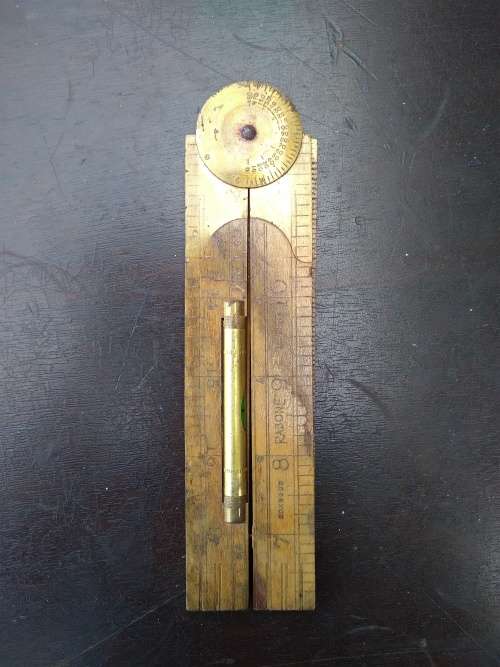 Rabone Boxwood No.1190 Folding Measuring Ruler with Protractor and Spirit Level