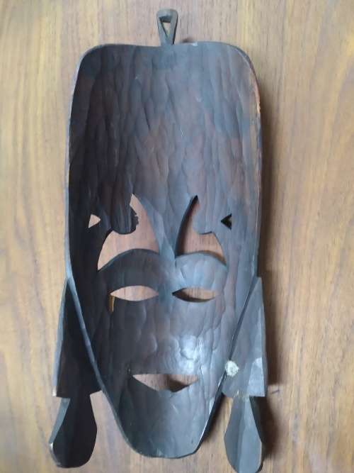 Hand Carved Wood Africana Mask Wall Display (410mm length 155mm width) (QC0955)