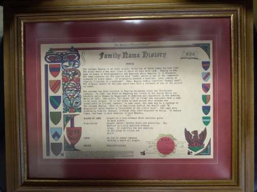 Framed Family Name History of Bagley