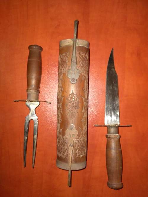Vintage Carving Set in Wooden Case