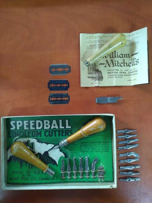 2-in-1 Linoleum Cutters Set: Speedball Assortment No.2 + William Mitchell`s Set (QC1066)