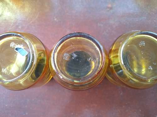 Amber Arcoroc France Cups x 5 + Unmarked Pitcher + 3 x Shakers