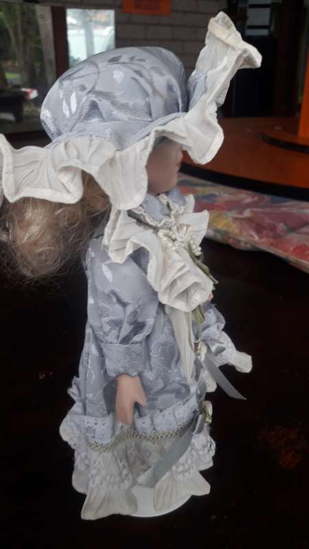 Blue Grey Dress Porcelain doll