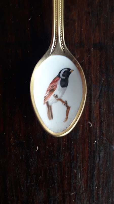 Bird Teaspoons 24k Gold Plated x 8 (QC0899)