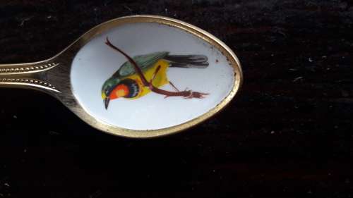 Bird Teaspoons 24k Gold Plated x 8 (QC0899)