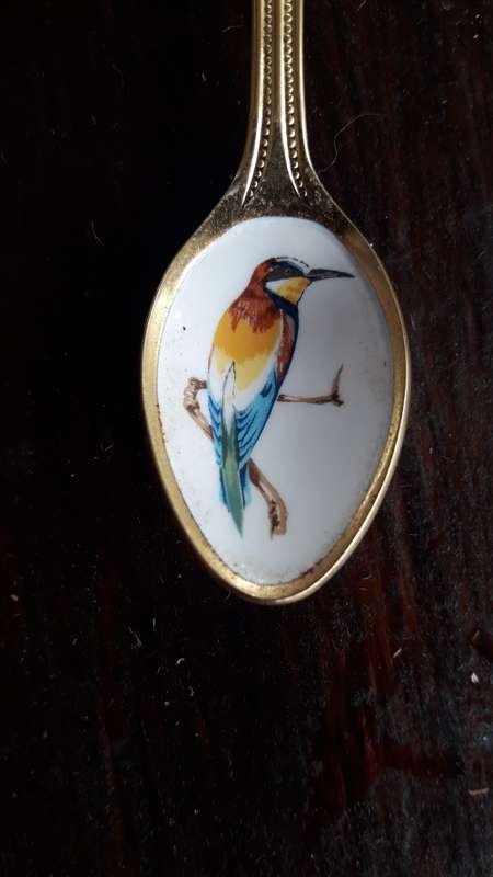 Bird Teaspoons 24k Gold Plated x 8 (QC0899)