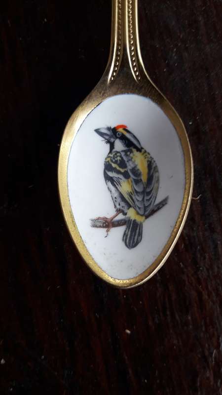 Bird Teaspoons 24k Gold Plated x 8 (QC0899)