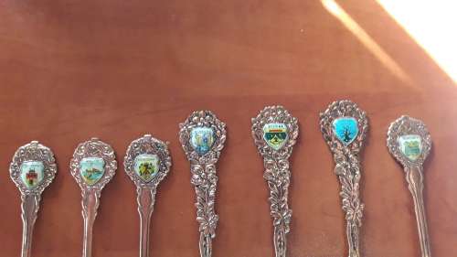 Set of 7 Copper Souvenir Teaspoons