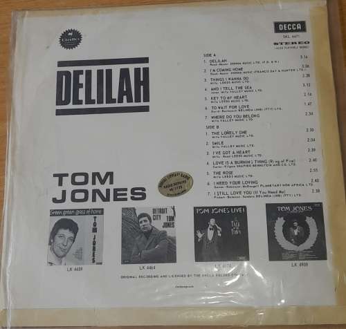 Tom Jones - Delilah Vinyl LP Record