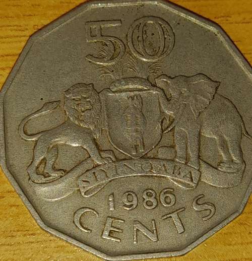 50 Cents Mswati lll 1st Portrait Swaziland - 1986