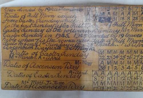 Wooden Circular Perpetual Calender for Easter Sunday / Ascension Day  