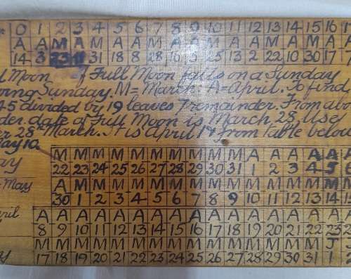 Wooden Circular Perpetual Calender for Easter Sunday / Ascension Day  