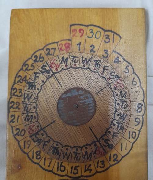Wooden Circular Perpetual Calender for Easter Sunday / Ascension Day  