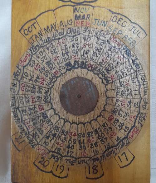 Wooden Circular Perpetual Calender for Easter Sunday / Ascension Day  