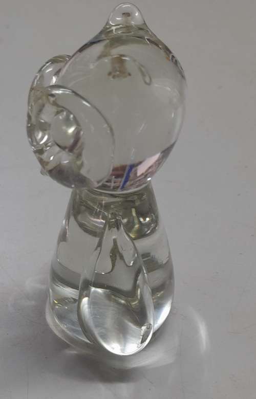 Vintage Glass Owl Paperweight, Controlled Bubbles  