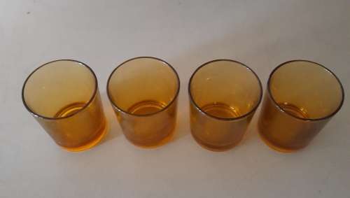 Odd Set Amber Glassware,  5 Glasses & 1 Cup  