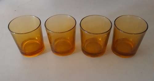 Odd Set Amber Glassware,  5 Glasses & 1 Cup  
