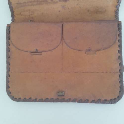 Vintage Deco 1920/30/40s Egyptian Tooled Leather Purse Clutch Handbag