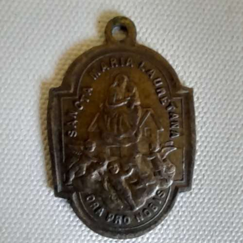 Antique Bronze Madonna Di Loreta Pendant