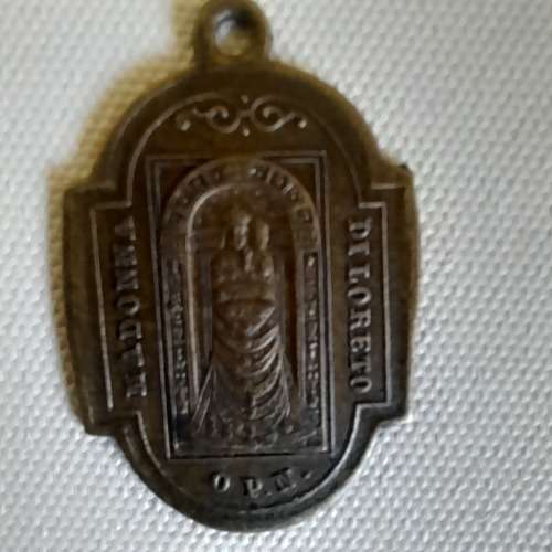 Antique Bronze Madonna Di Loreta Pendant
