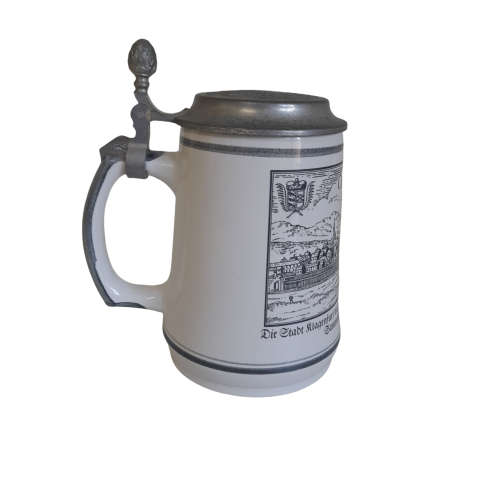 Vintage Vilacher Bier Ceramic Beer Stein With Pewter Lid (QC0471)