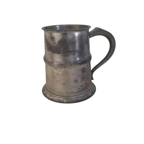 Vintage Fine Pewter Beer Stein With Glass Base (QC0600)