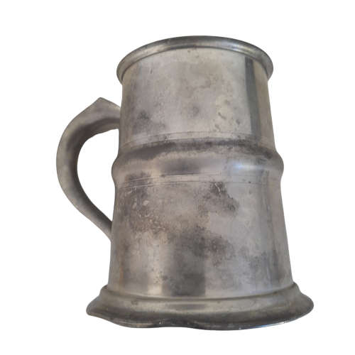 Vintage Fine Pewter Beer Stein With Glass Base (QC0600)