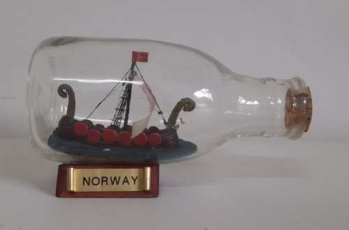 Norway Model Ship in Glass Bottle