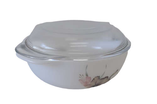 Vintage Hanamori Milk Glass Casserole