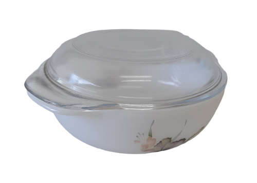 Vintage Hanamori Milk Glass Casserole